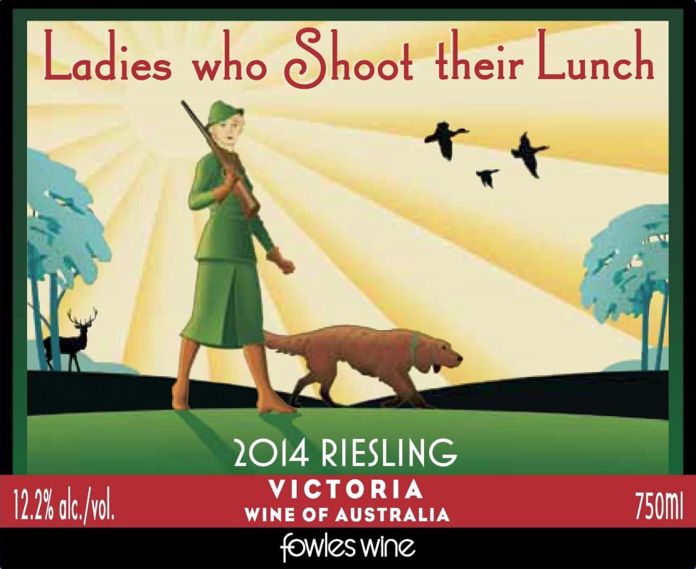 Fowles Wine Ladies who Shoot their Lunch Riesling 2014 Front Label