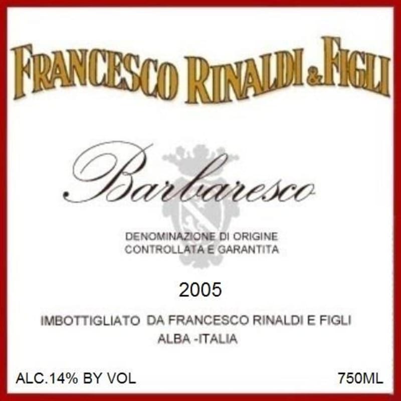 Francesco Rinaldi & Figli Barbaresco 2005 Front Label