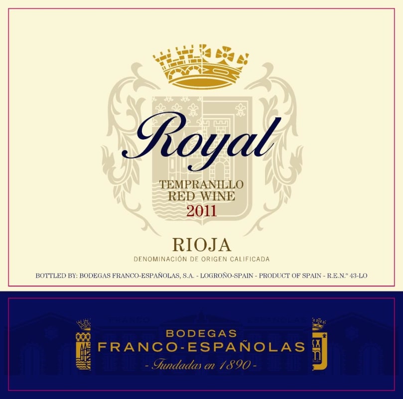 Bodegas Franco-Espanolas Royal Tempranillo 2011 Front Label
