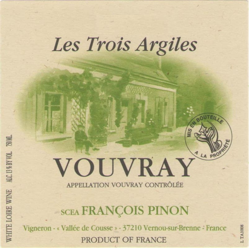 Francois Pinon Les Trois Argiles Vouvray Demi-Sec 2014 Front Label