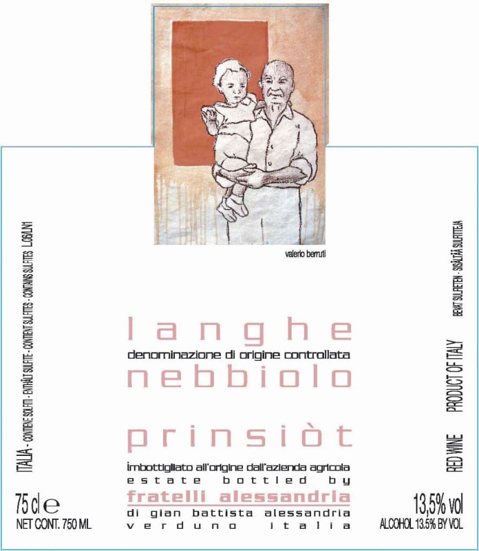Fratelli Alessandria Prinsiot Nebbiolo 2010 Front Label