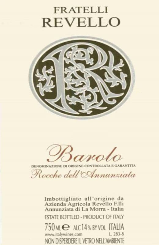 Fratelli Revello Barolo Rocche dell'Annunziata 2003 Front Label