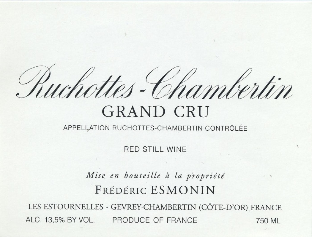 Frederic Esmonin Ruchottes-Chambertin Grand Cru 2012 Front Label