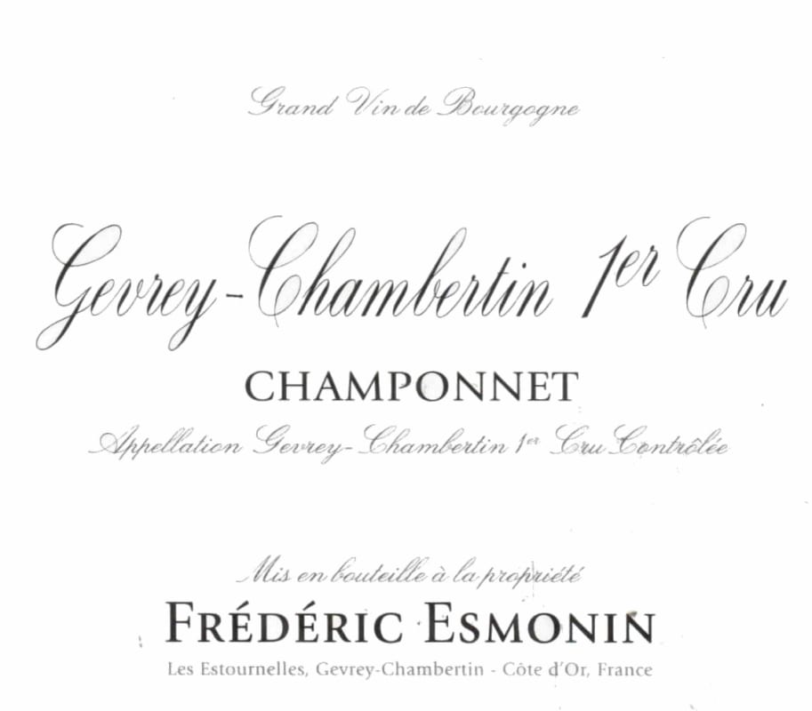 Frederic Esmonin Gevrey-Chambertin Champonnet Premier Cru 2013 Front Label