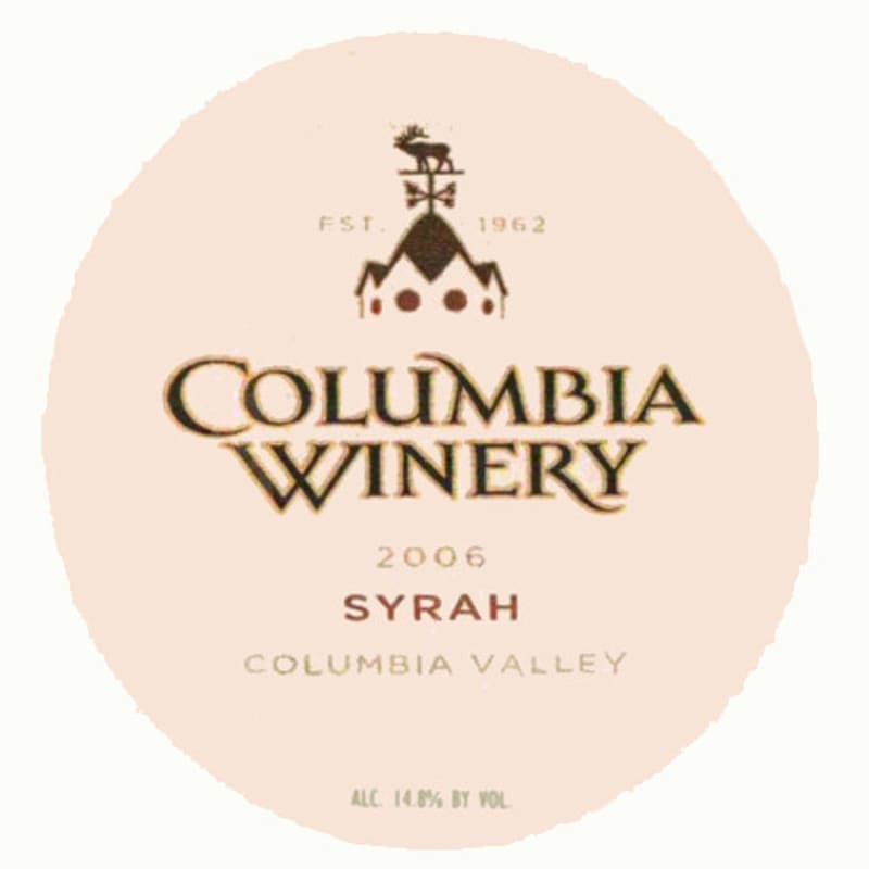 Columbia Winery Columbia Valley Syrah 2006 Front Label