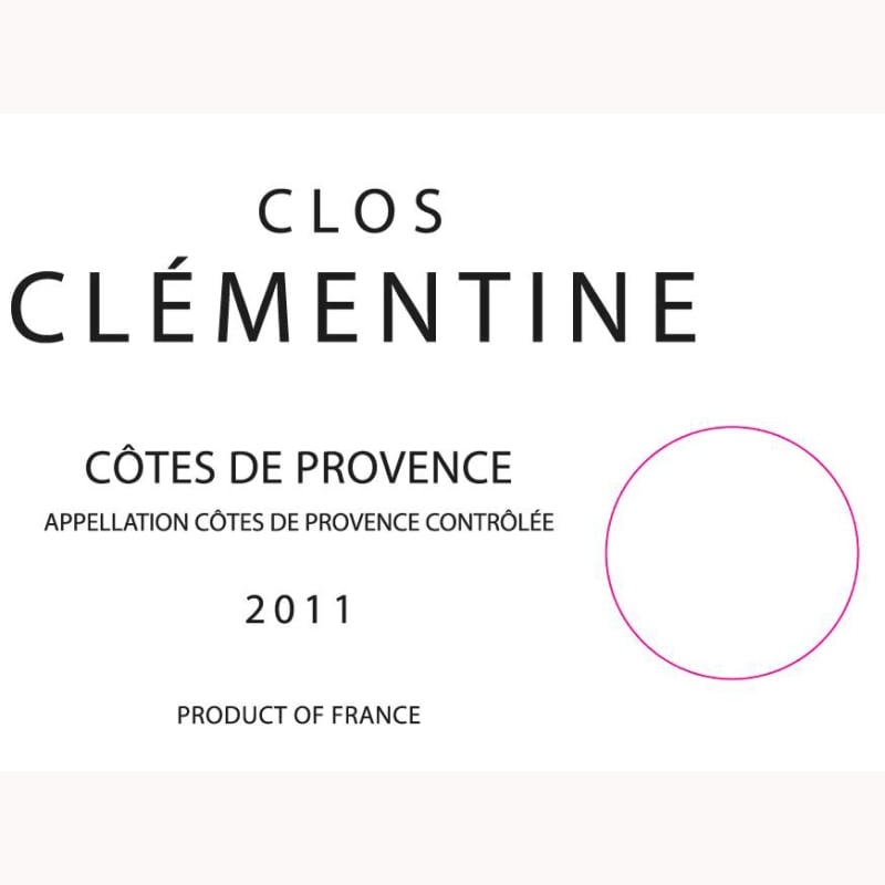 Clos Clementine Cotes de Provence Rose 2011 Front Label