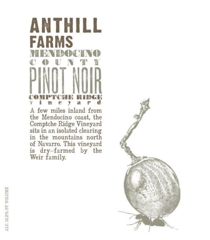 Anthill Farms Comptche Ridge Vineyard Pinot Noir 2012 Front Label