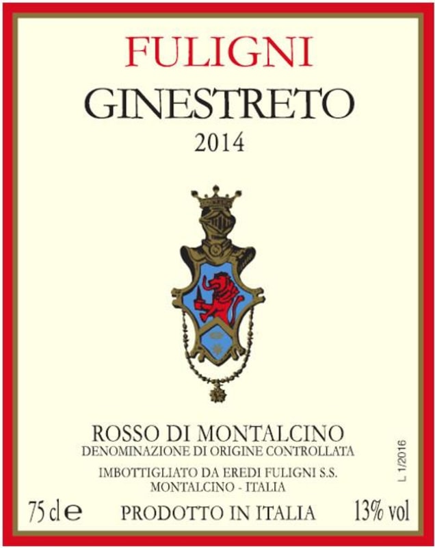 Fuligni Ginestreto Rosso di Montalcino 2014 Front Label
