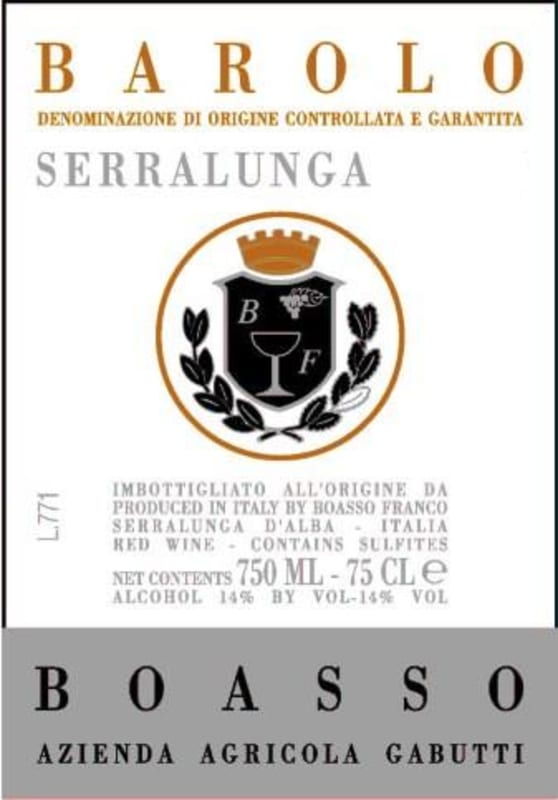 Boasso Barolo Serralunga 2004 Front Label