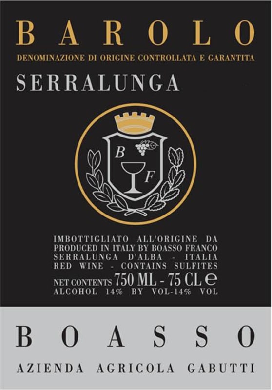 Boasso Barolo Serralunga 2006 Front Label