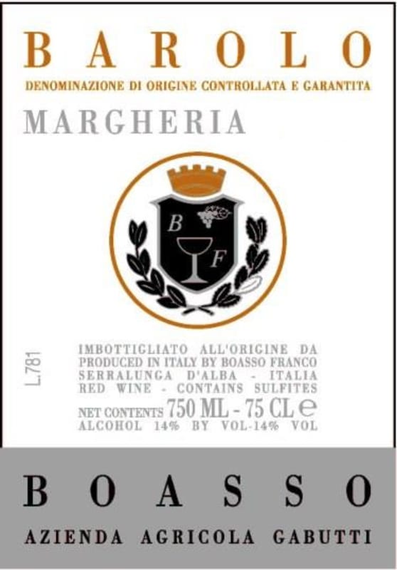 Boasso Barolo Margheria 2005 Front Label