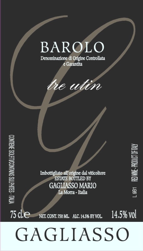 Gagliasso Barolo Tre Utin 2011 Front Label