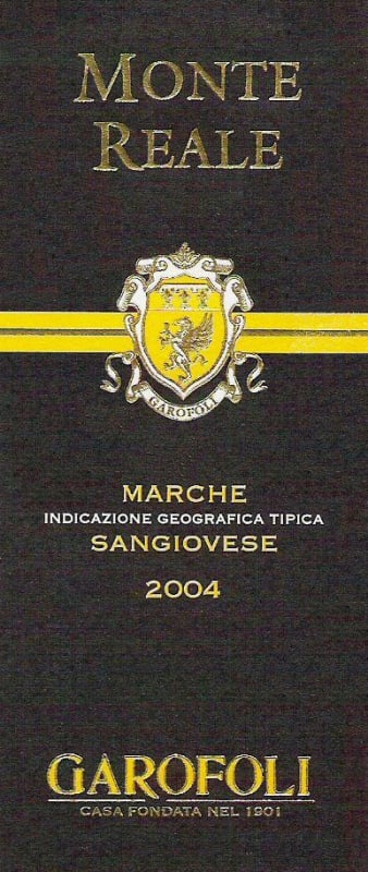Garofoli Marche Monte Reale Sangiovese 2004 Front Label