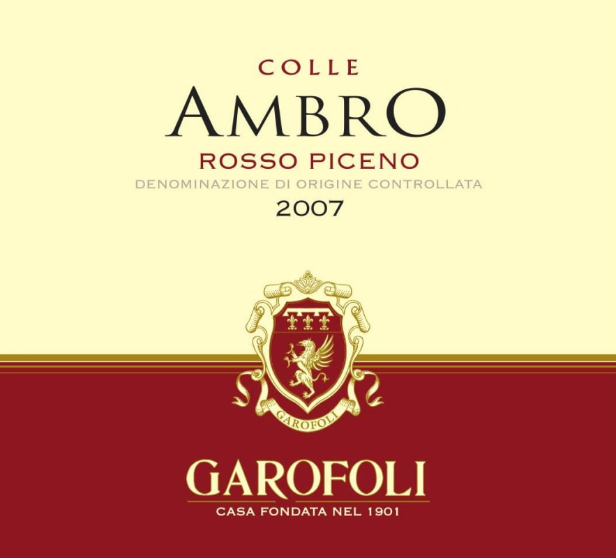 Garofoli Rosso Piceno Colle Ambro 2007 Front Label