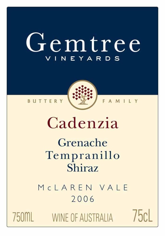 Gemtree Vineyards Cadenzia Grenache Tempranillo Syrah 2006 Front Label