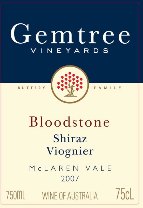 Gemtree Vineyards Bloodstone Shiraz Viognier 2007 Front Label