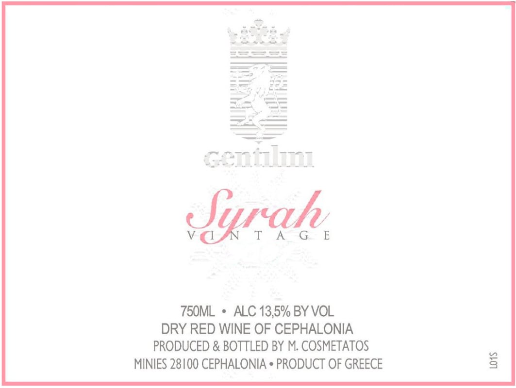 Gentilini Syrah 2011 Front Label