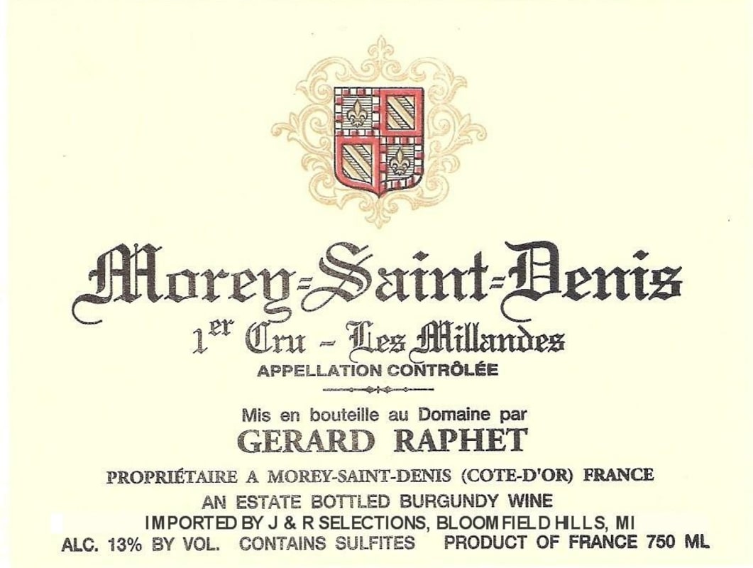 Domaine Gerard Raphet Morey-St-Denis Les Millandes Premier Cru 2013 Front Label