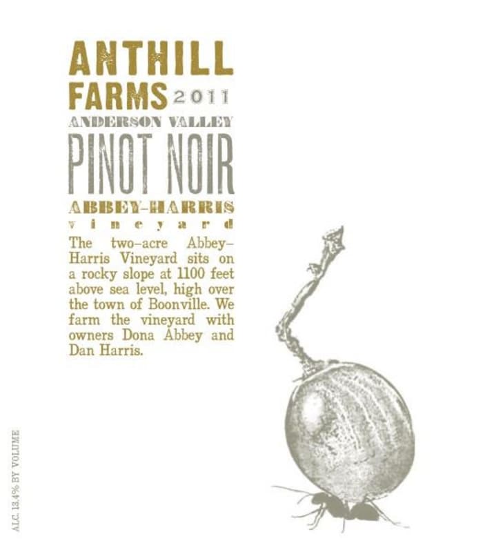 Anthill Farms Abbey-Harris Vineyard Pinot Noir 2011 Front Label