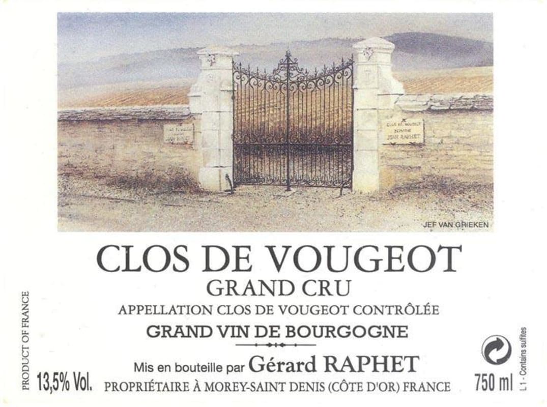 Domaine Gerard Raphet Clos de Vougeot Grand Cru 2010 Front Label