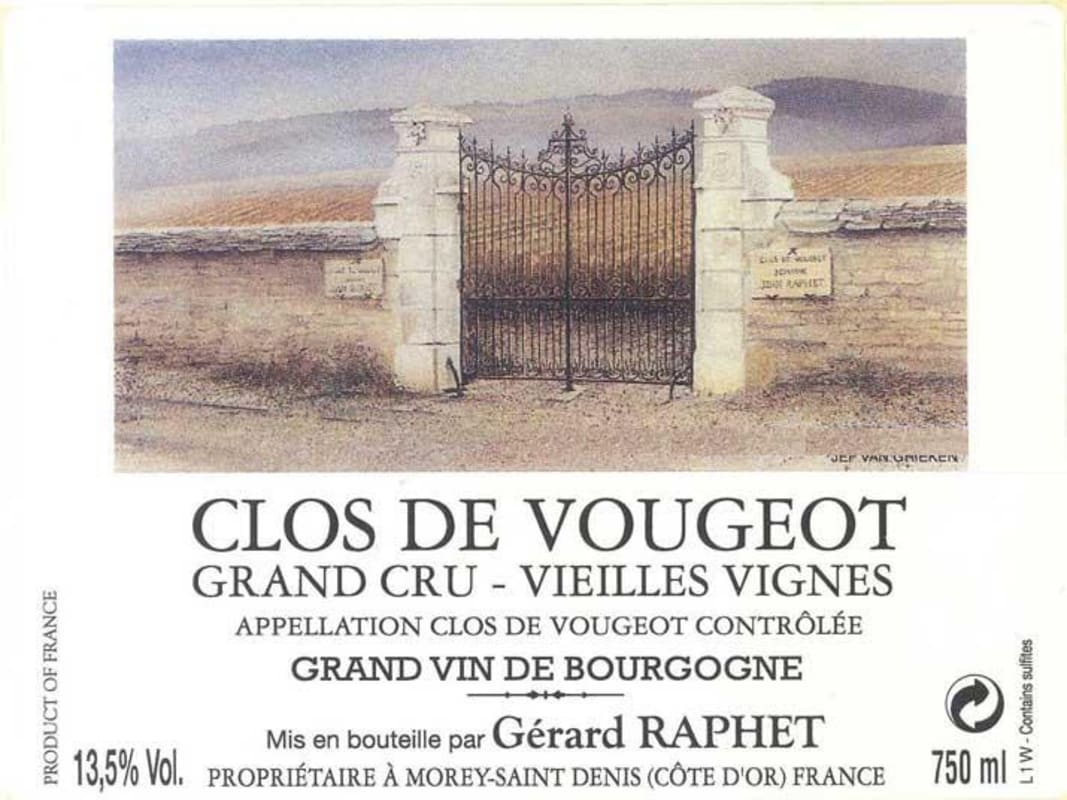 Domaine Gerard Raphet Clos de Vougeot Grand Cru Vieilles Vignes 2014 Front Label