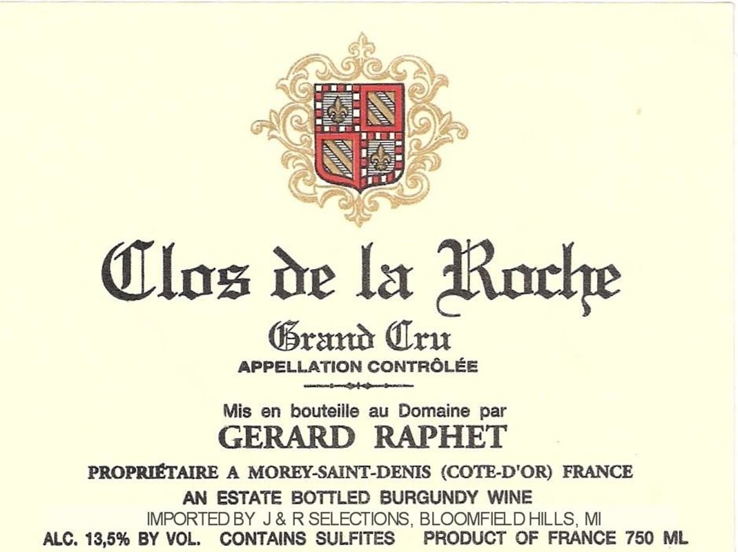 Domaine Gerard Raphet Clos de la Roche 2008 Front Label