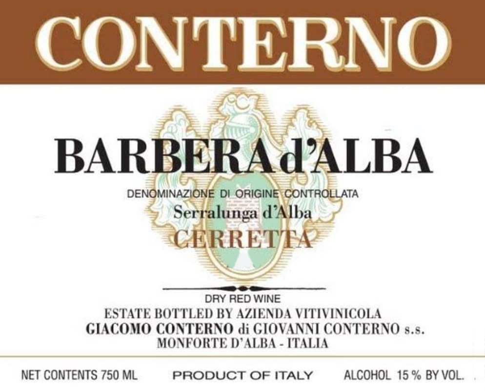 Giacomo Conterno Barbera d'Alba Cerretta 2009 Front Label