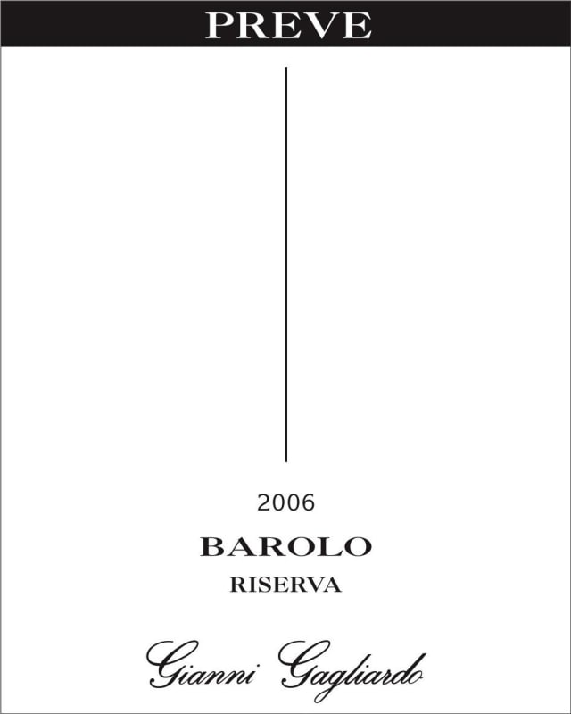 Gianni Gagliardo Preve Barolo Riserva 2006 Front Label