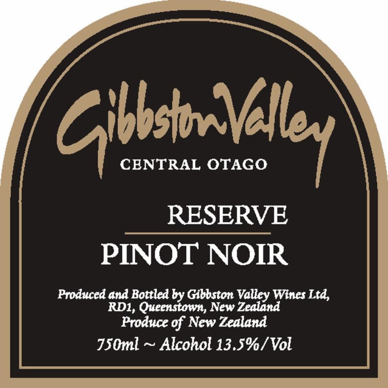 Gibbston Reserve Pinot Noir 2012 Front Label