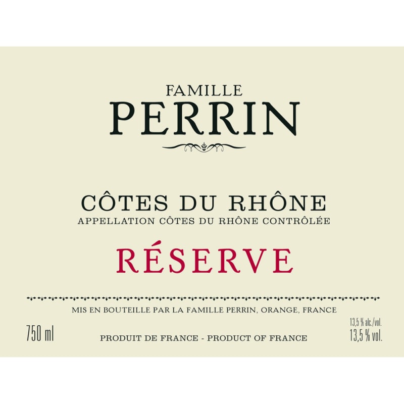 Famille Perrin Reserve Cotes du Rhone Rouge 2011 Front Label