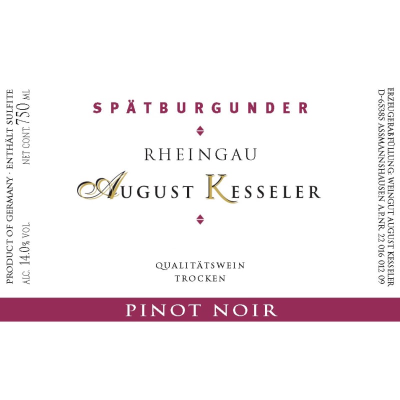 August Kesseler N Pinot Noir 2008 Front Label