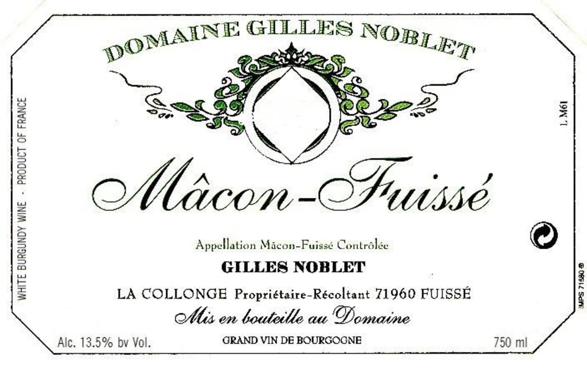 Domaine Gilles Noblet Macon-Fuisse 2013 Front Label