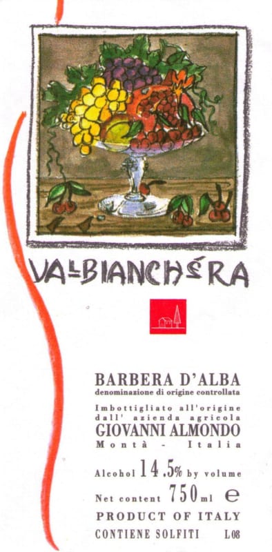 Giovanni Almondo Valbianchera Barbera d'Alba 2012 Front Label
