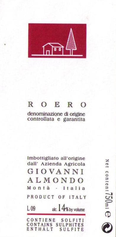 Giovanni Almondo Roero Rosso 2012 Front Label