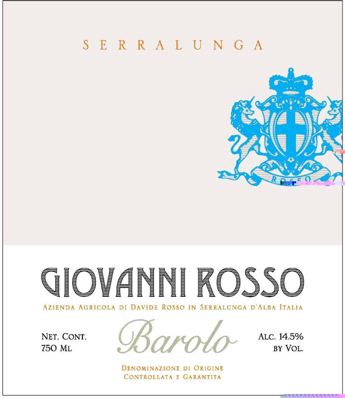 Giovanni Rosso La Serra Serralunga d'Alba Barolo 2006 Front Label