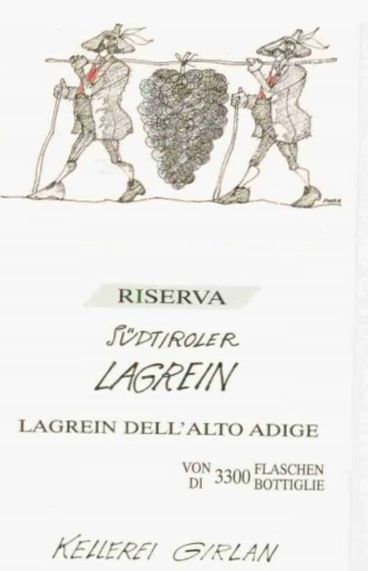 Girlan Alto Adige-Sudtirol Riserva Lagrein 2003 Front Label