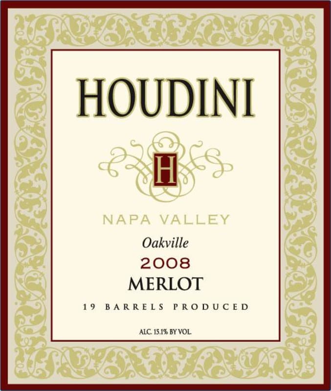 Houdini Merlot 2008 Front Label
