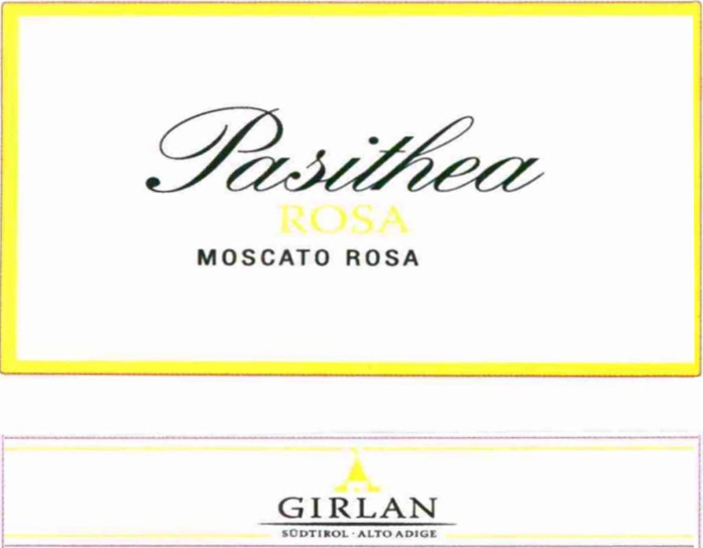 Girlan Alto Adige-Sudtirol Pasithea Rosa Moscato Rosa 2014 Front Label