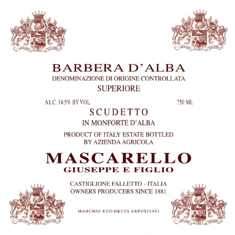 Giuseppe Mascarello Barbera d'Alba Superiore Scudetto 2009 Front Label