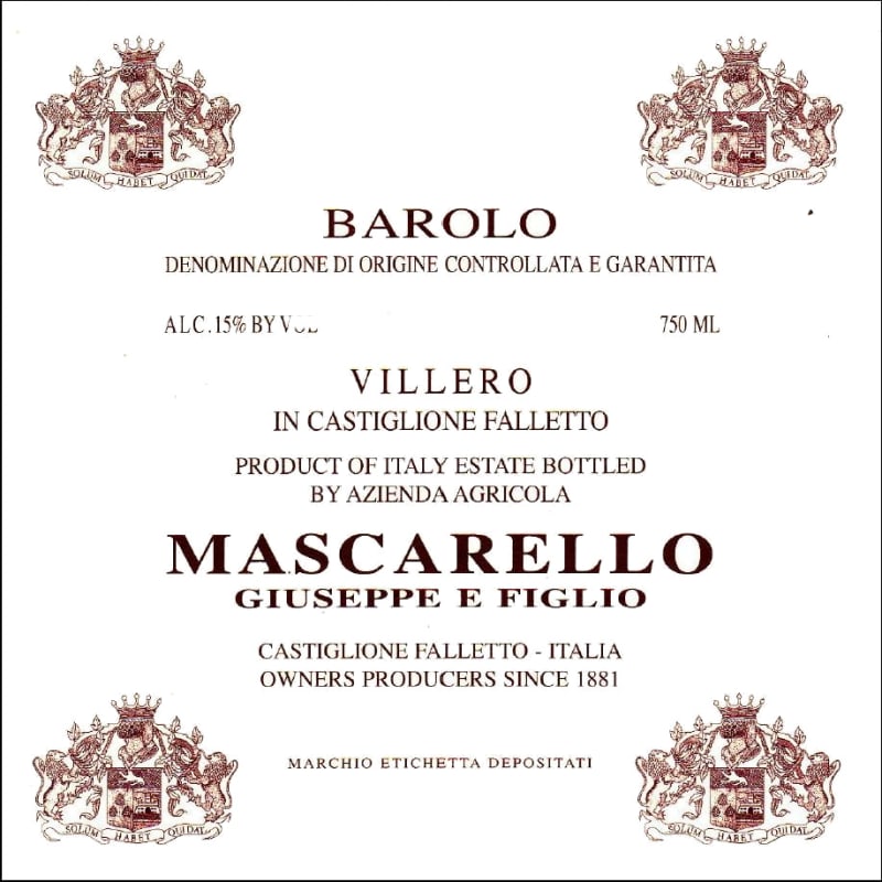 Giuseppe Mascarello Villero Barolo 2010 Front Label