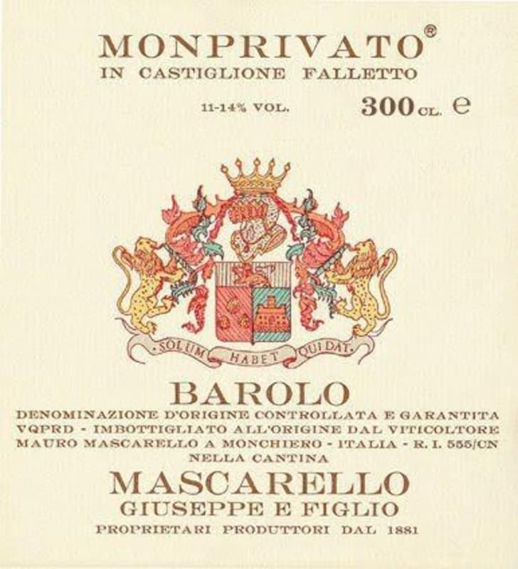 Giuseppe Mascarello Monprivato Barolo 1974 Front Label