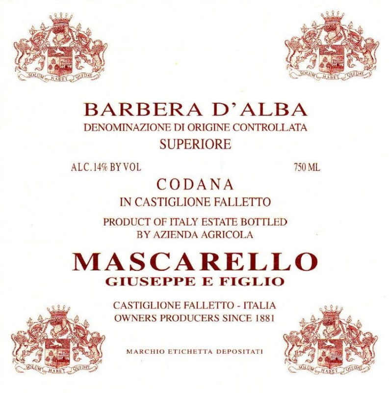 Giuseppe Mascarello Codana Barbera d'Alba Superiore 2010 Front Label