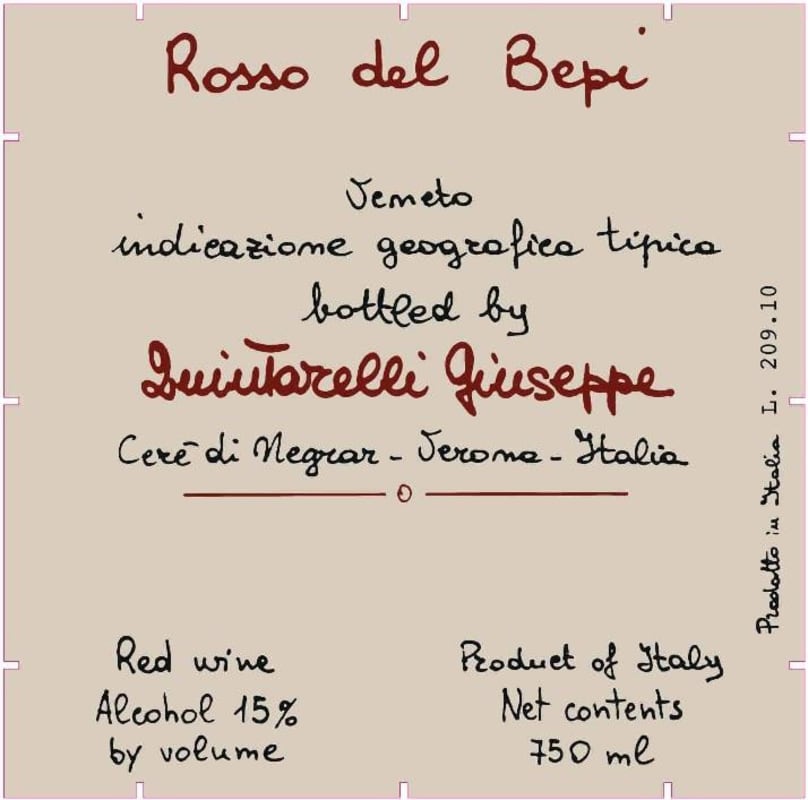 Giuseppe Quintarelli Rosso del Bepi 2005 Front Label