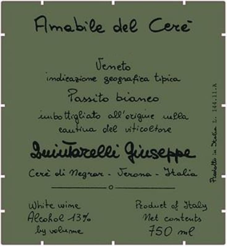 Giuseppe Quintarelli Amabile del Cere Passito Bianco 2014 Front Label