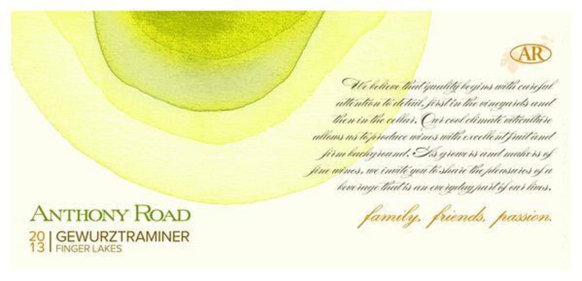 Anthony Road Gewurztraminer 2013 Front Label