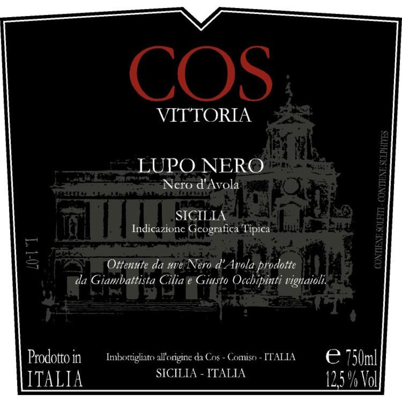 COS Nero di Lupo Nero d'Avola 2009 Front Label