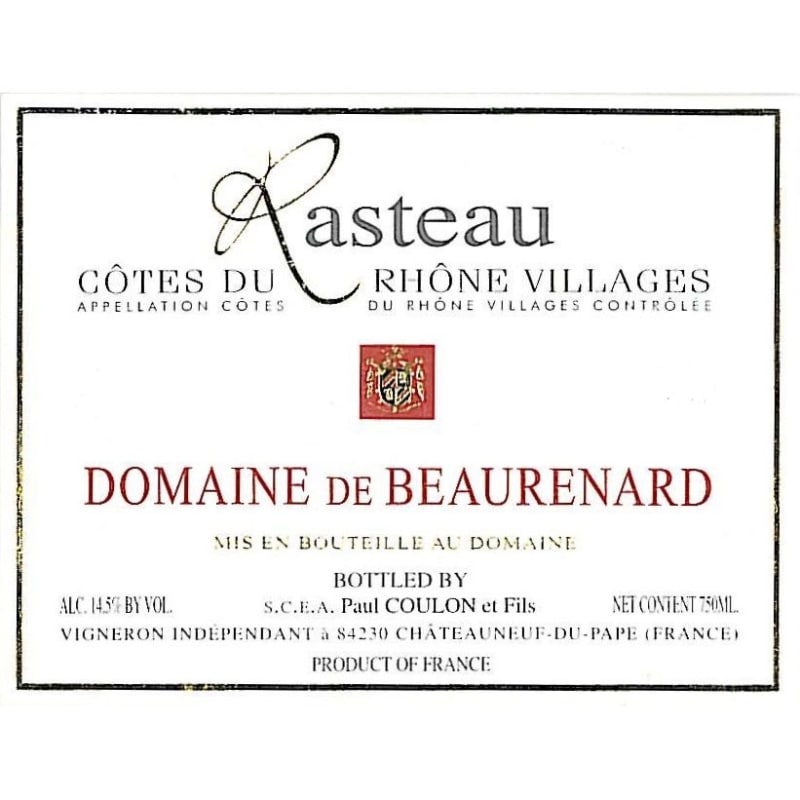 Domaine de Beaurenard Rasteau 2010 Front Label