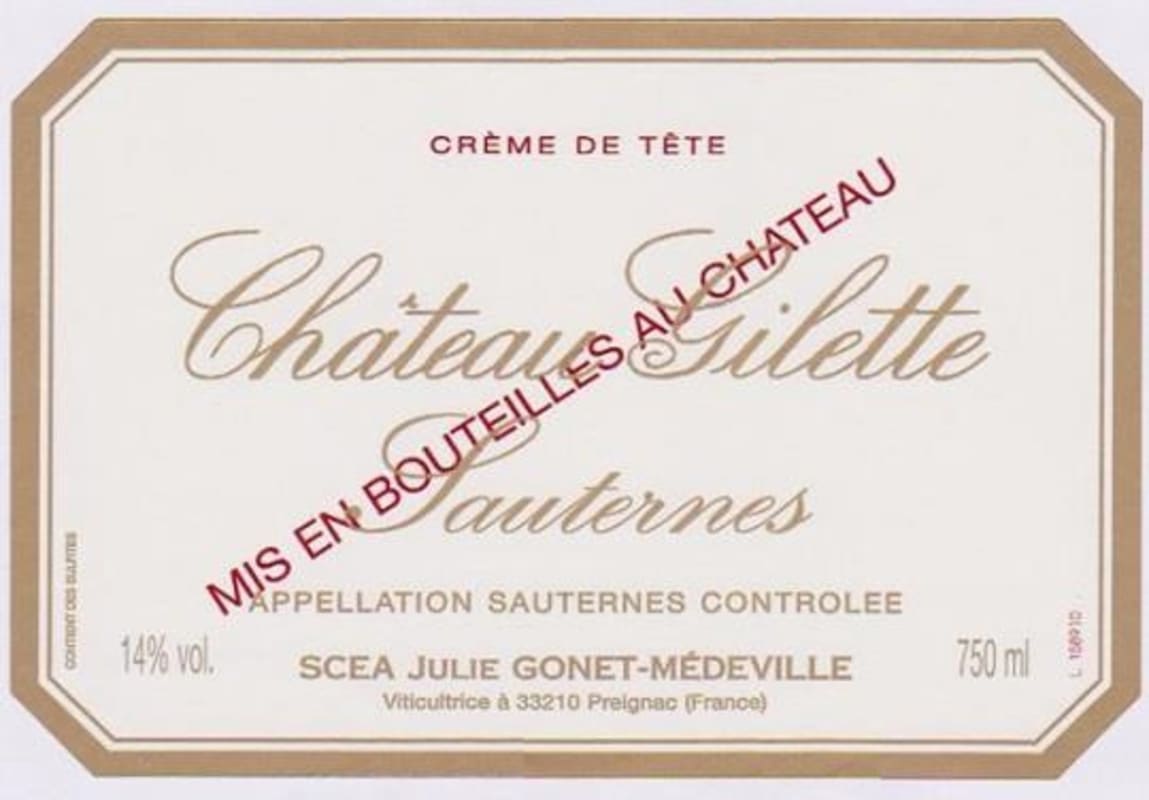 Chateau Gilette Creme de Tete Sauternes 1990 Front Label