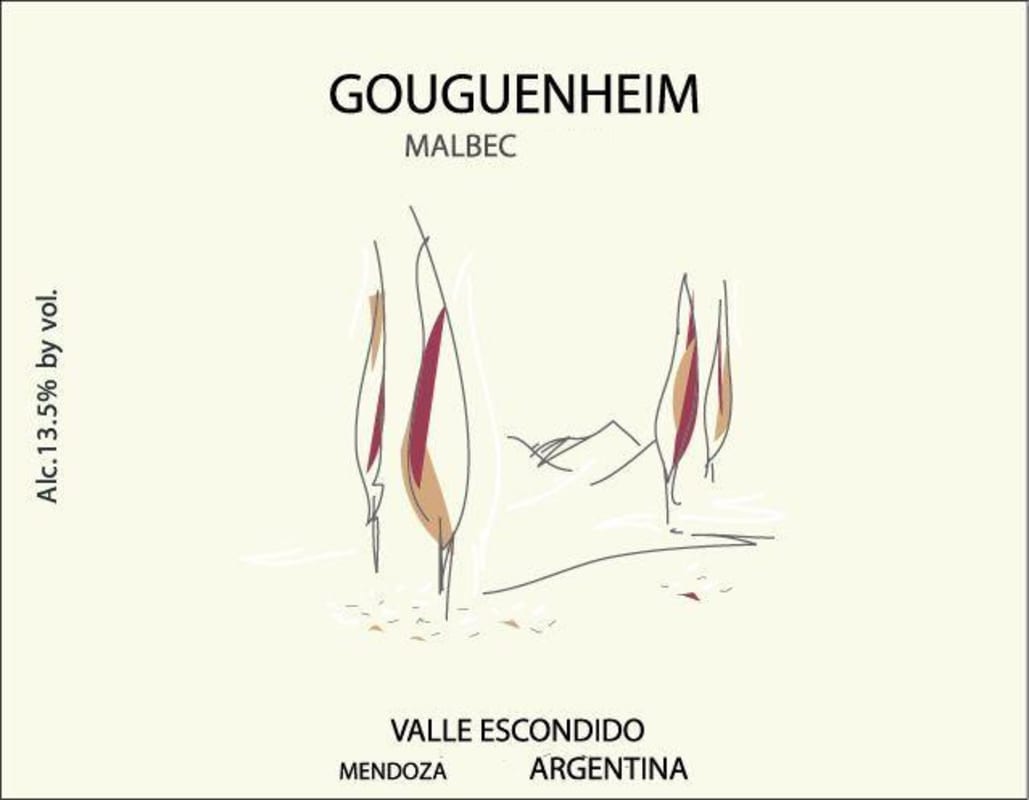 Gouguenheim Valle Escondido Malbec 2015 Front Label
