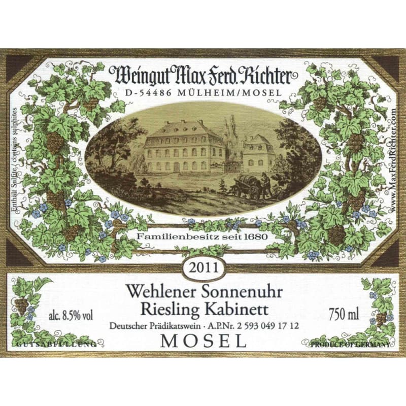 Richter Wehlener Sonnenuhr Kabinett 2011 Front Label